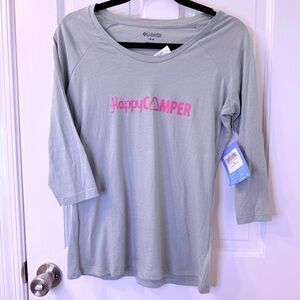 Columbia Women's 3/4 Sleeve Tee - Gray with Pink Print